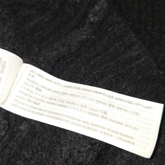 Abercrombie & Fitch Black Knit Cardigan Womens L‎ Textured Cropped Ballon Sleeve - Picture 11 of 11